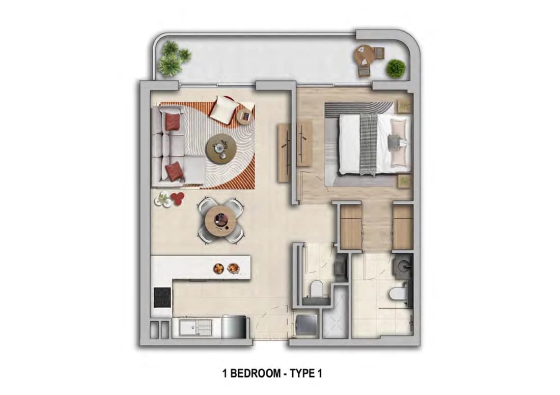 Elegance Tower 1 Bedroom Layout 1