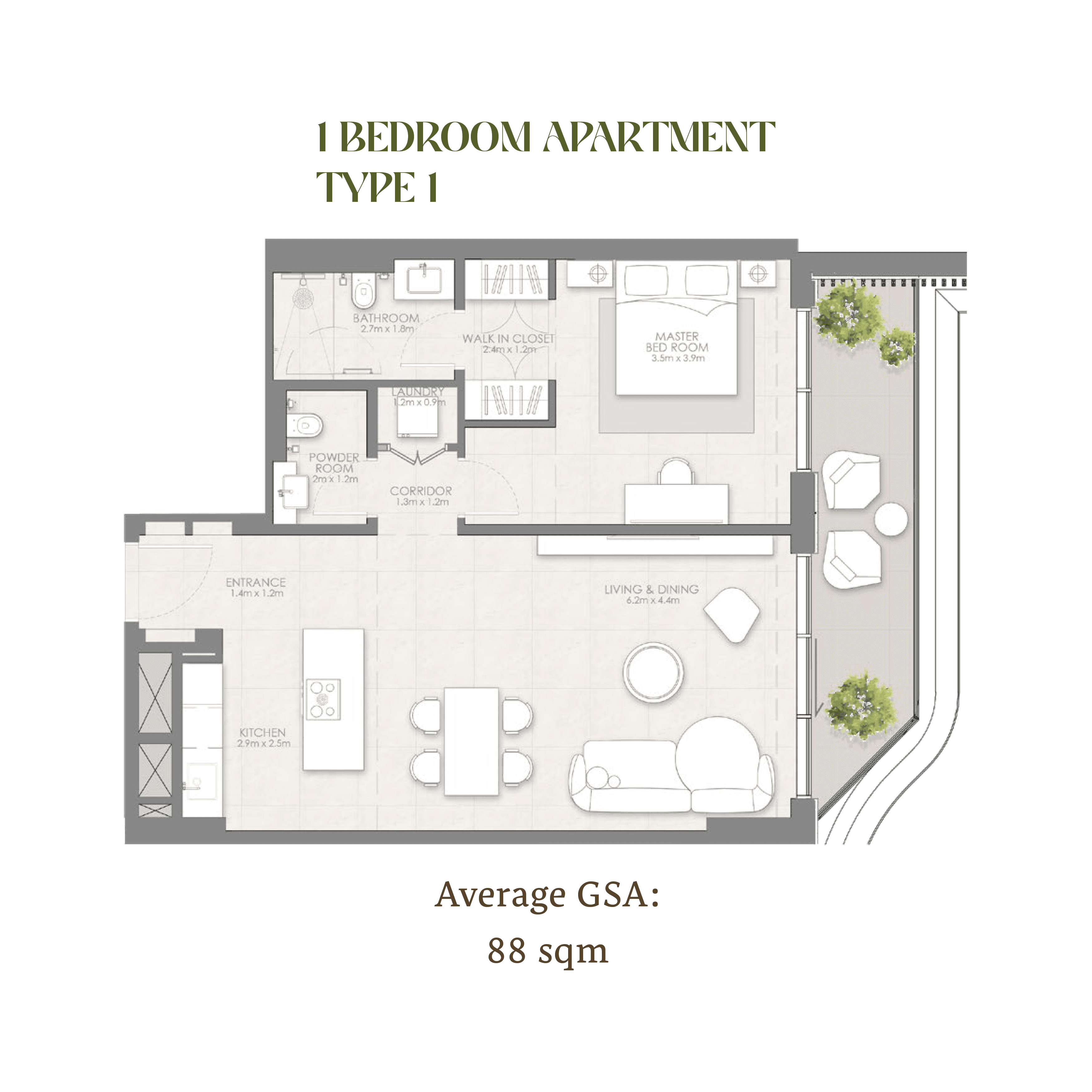 Muheira 1 Bedroom Layout 1