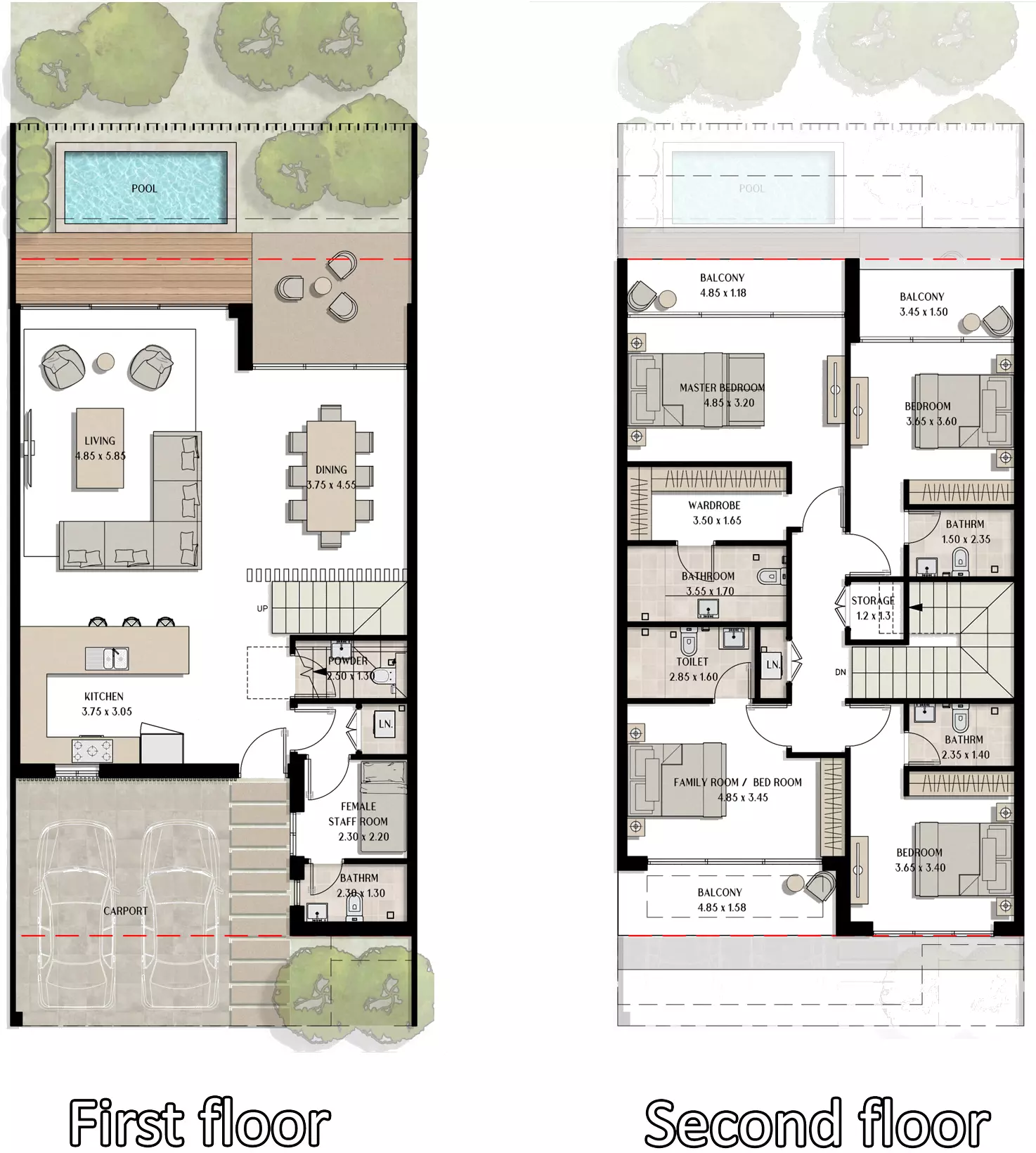 The View Island 4 Bedroom Townhouse (approx. 3,315 - 3,885 sq. ft.) Layout 1