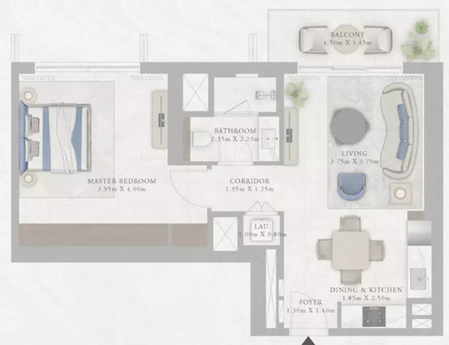 Marina Views 1 Bedroom (approx. 729 - 819 sq. ft.) Layout 1