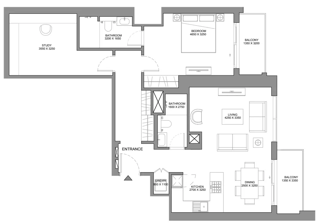 350 Riverside Crescent 1 & 1.5 Bedroom (approx. 526 - 1,179 sq. ft.) Layout 1
